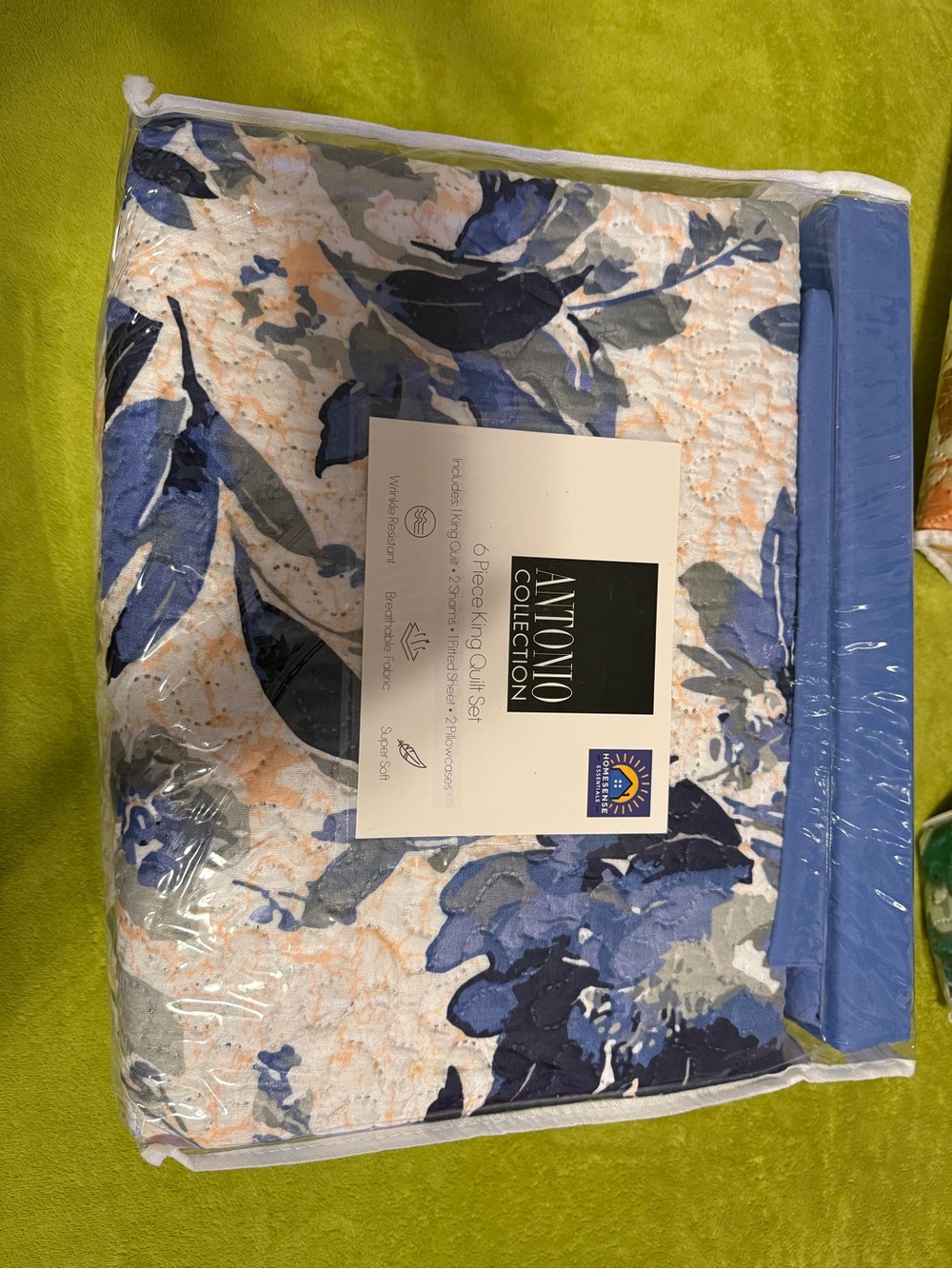 & Other Stories Blue and White Floral Quilted Coverlet